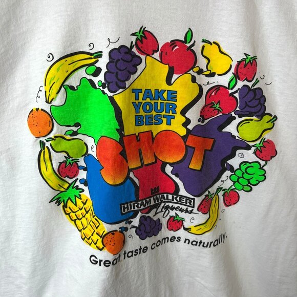 Hiram Walker Liquers T Shirt Vintage 90s Medium M Adult White Graphic Tee - Picture 5 of 16